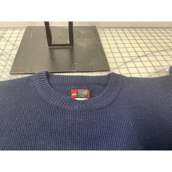 AVIREX Silver Sweater‎ Mens Navy/Cream Print Long Sleeve Size XXL with Logo - Picture 9 of 10